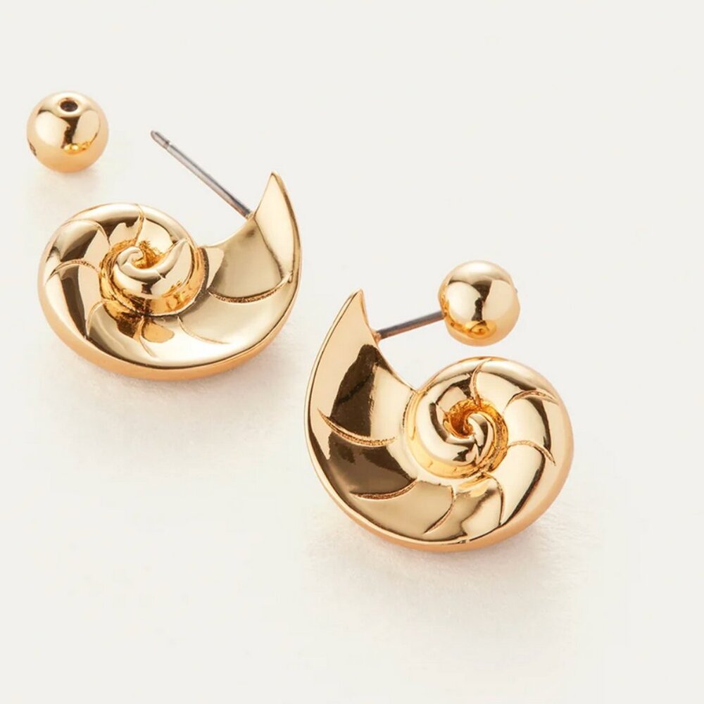 Jenny Bird Gold Reversable Dylan Earrings New! in Mint Condition